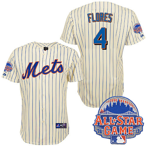 Wilmer Flores #4 Youth Baseball Jersey-New York Mets Authentic All Star White MLB Jersey